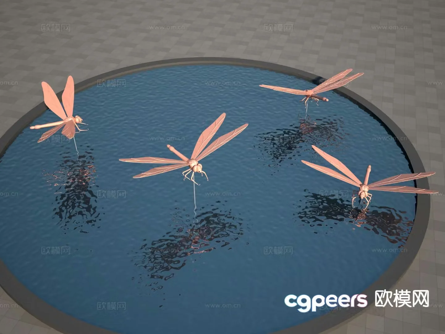 Dragonfly sculpture square sculpture 3d model