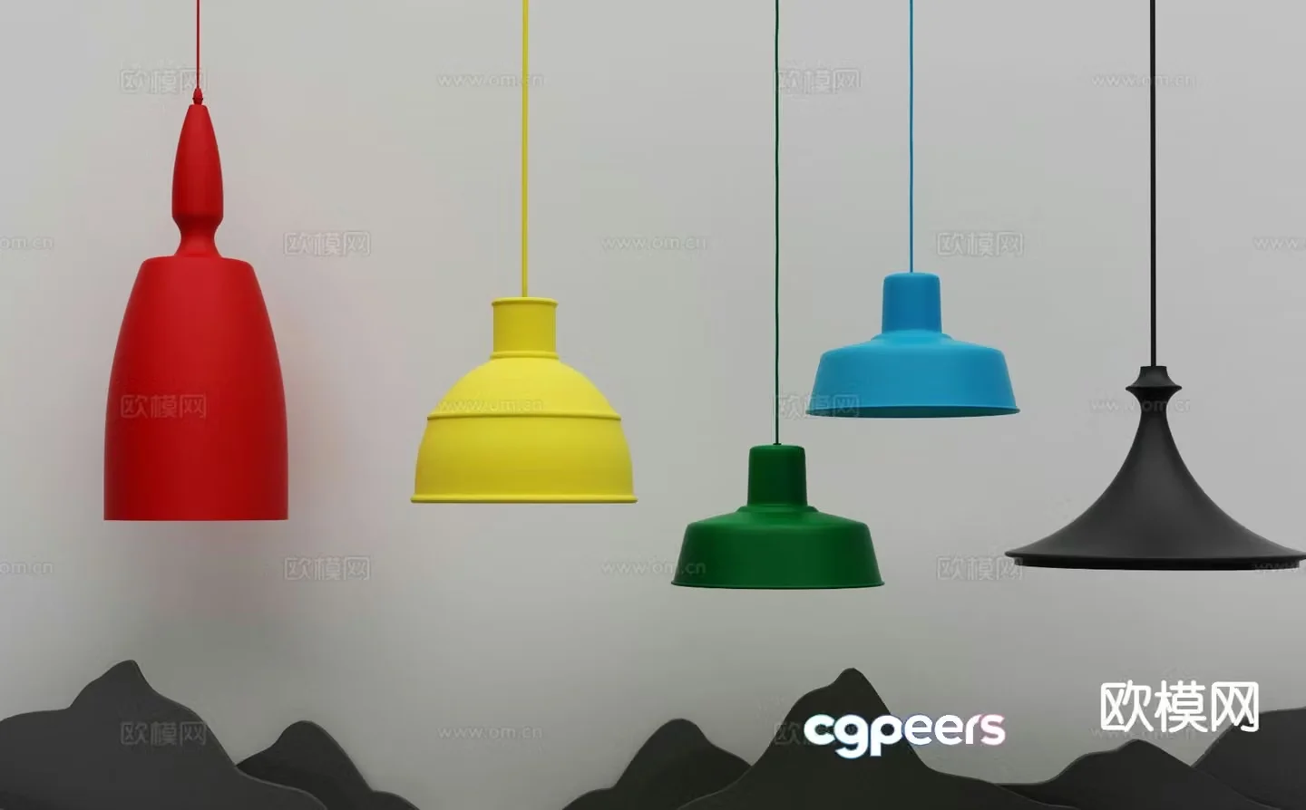 Modern colorful chandelier 3d model