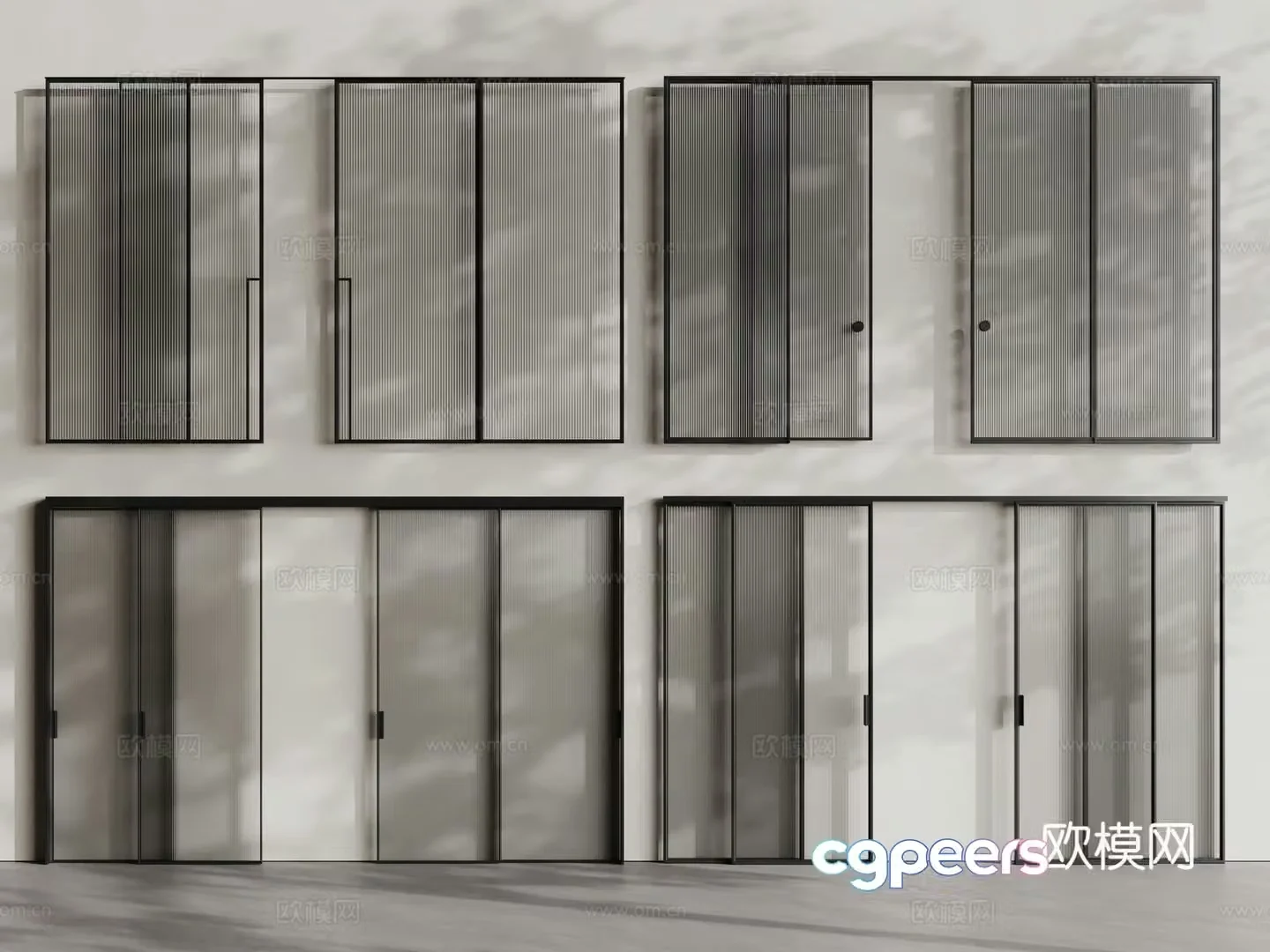 Modern glass sliding door Changhong glass door Glass sliding door 3D model