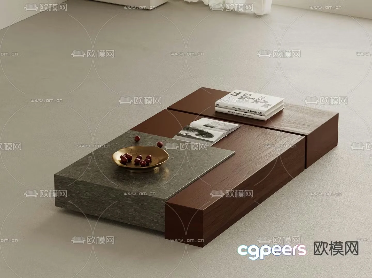 Medieval style coffee table solid wood coffee table 3d model
