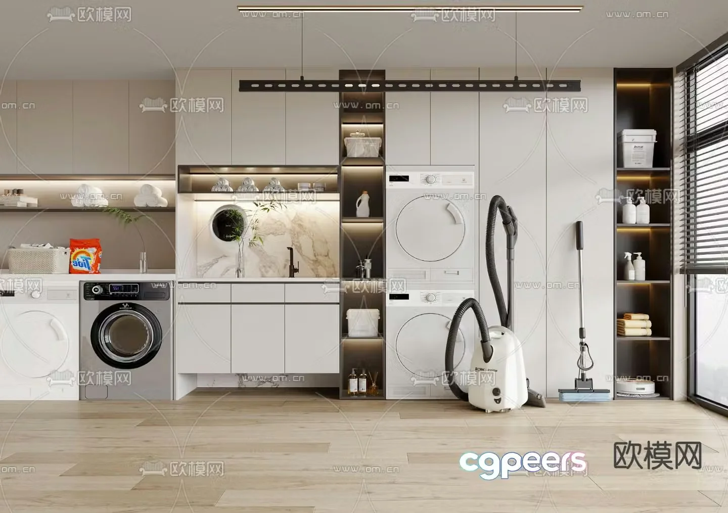 Washing machine cabinet balcony cabinet 3d model
