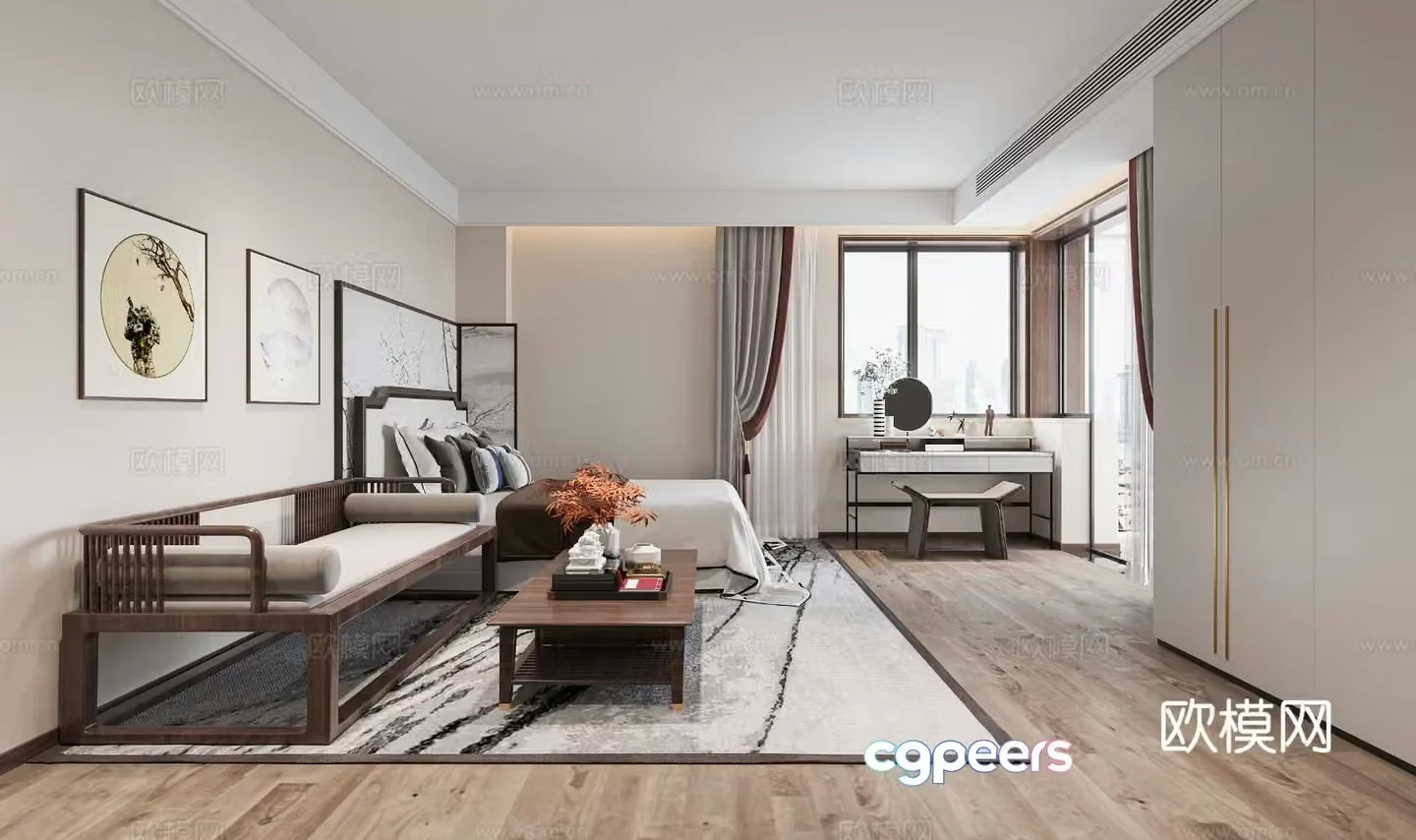 New Chinese style bedroom master bedroom 3d model