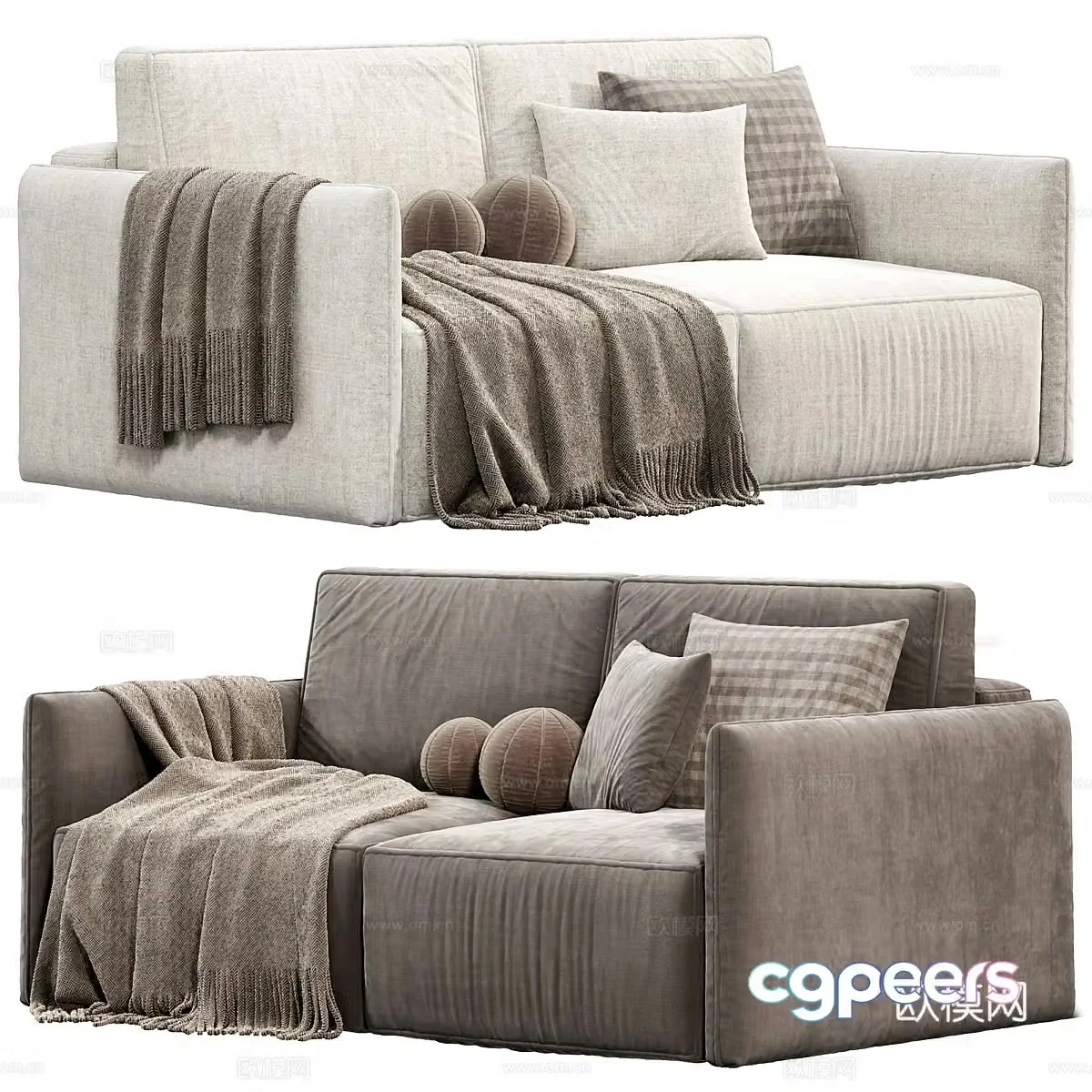 Modern Italian Olien Two-person Casual Sofa 3D Model