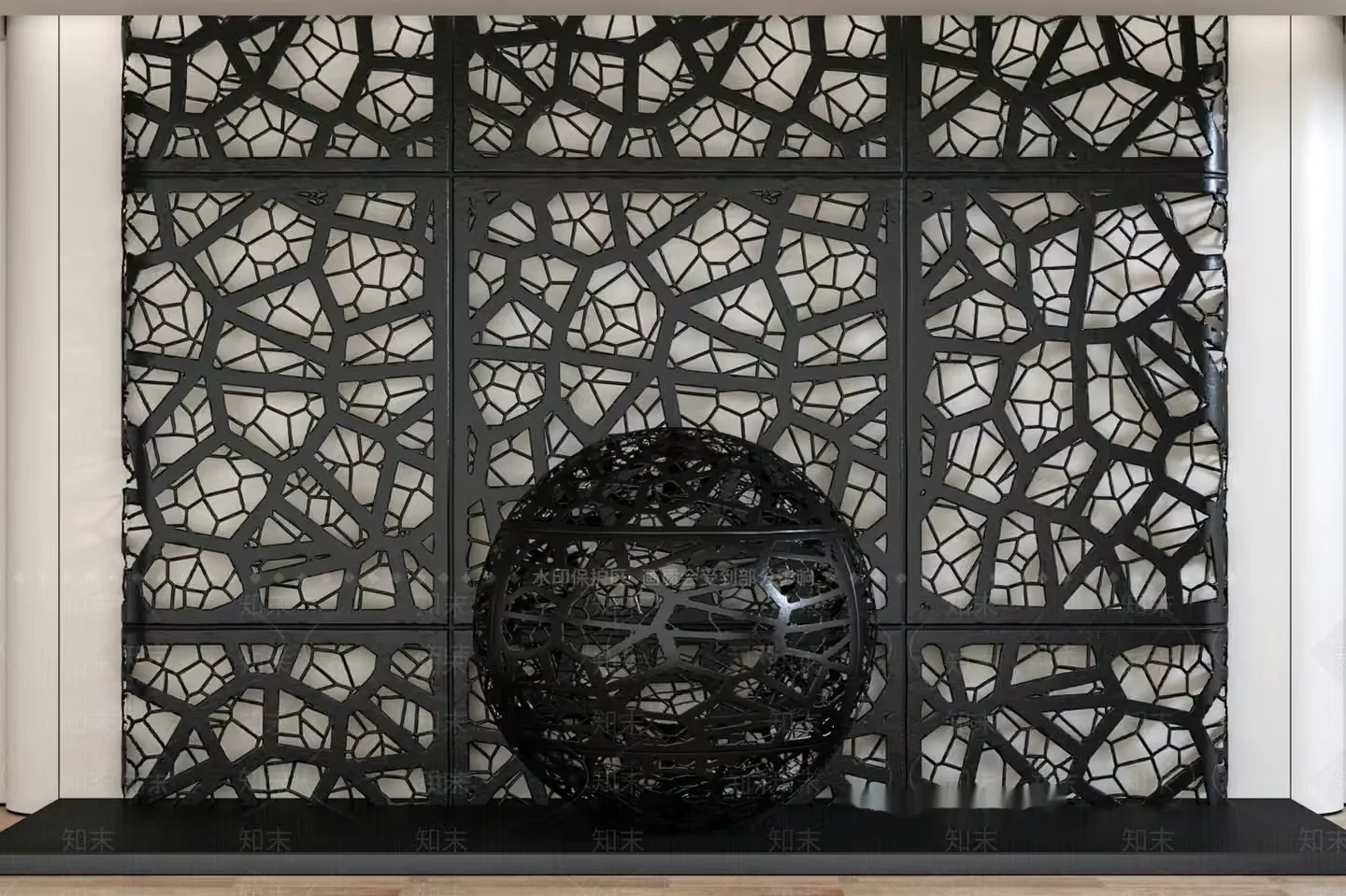 A Black Decorative Wall 3D Model – 10390 – VRAY Render