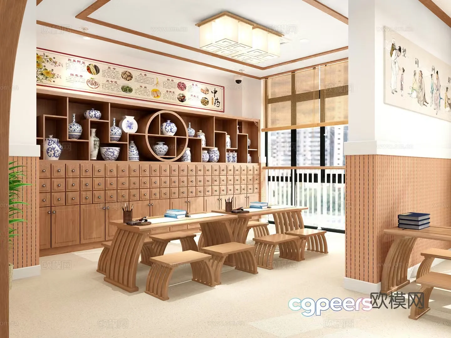 Chinese traditional Chinese medicine clinic 3D model