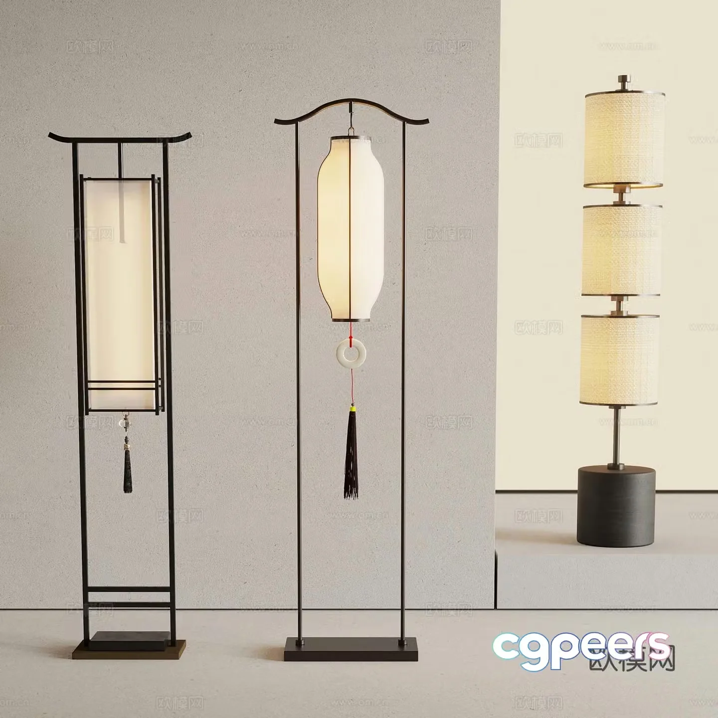New Chinese floor lamp 3D model