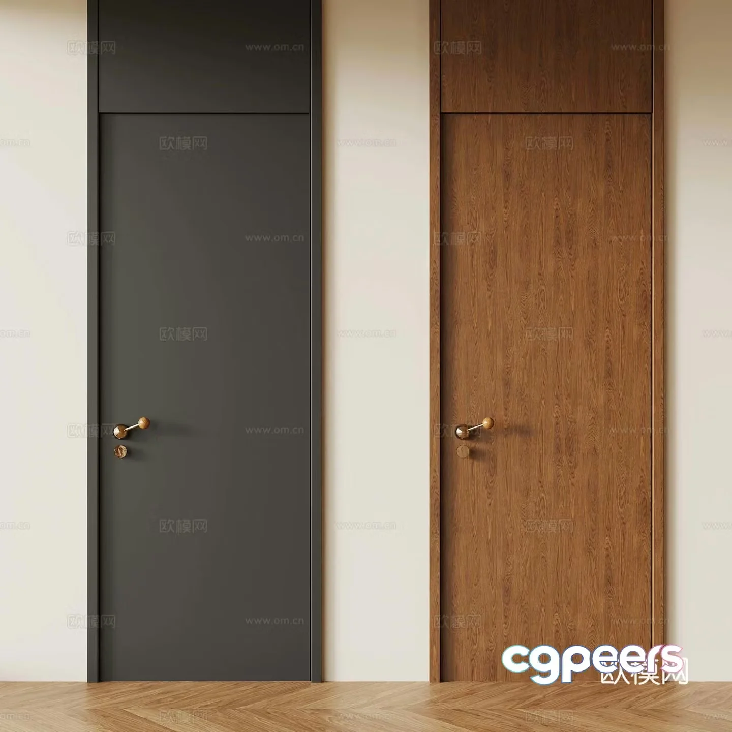 Modern medieval single door retro wooden door open top single door 3D model