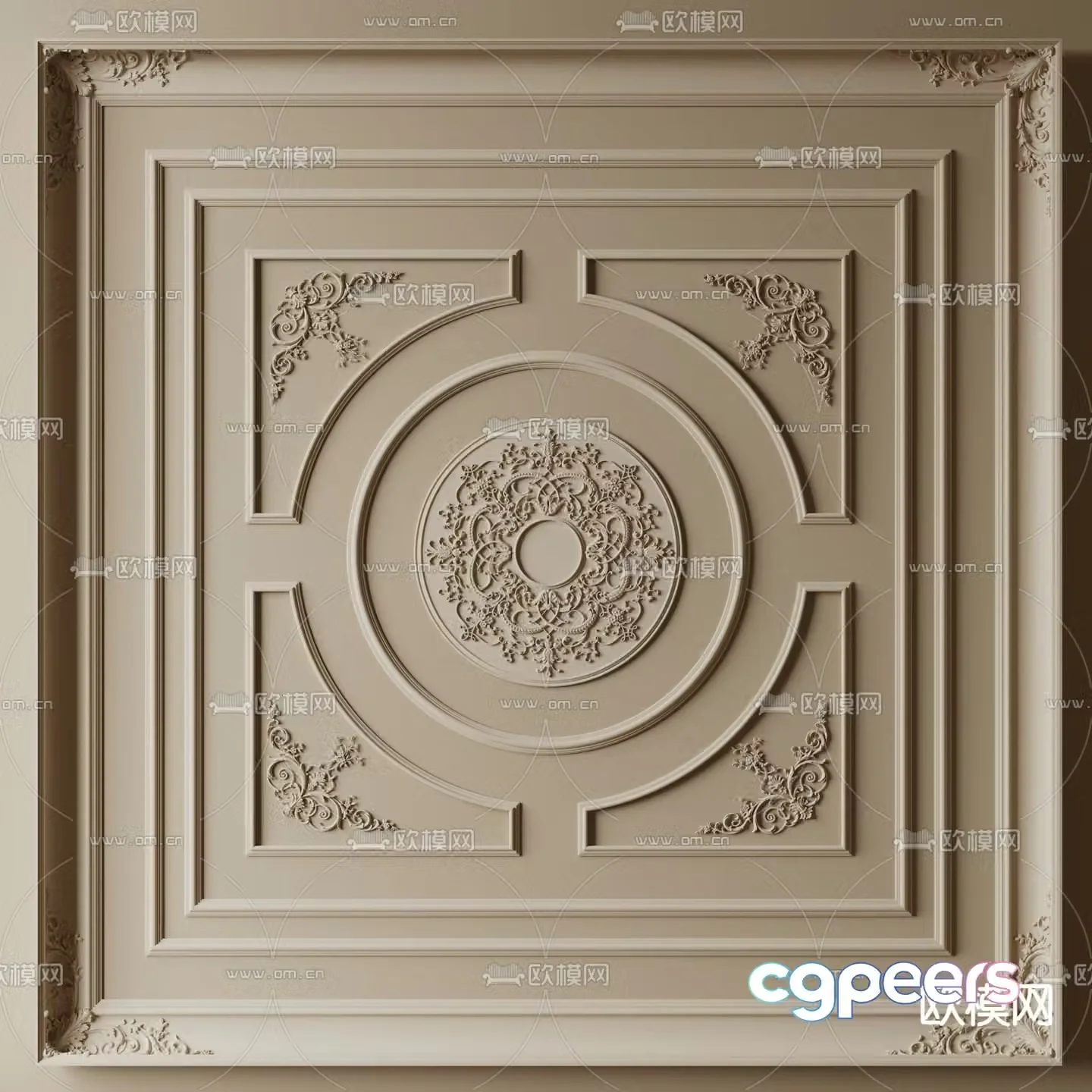 French ceiling modeling ceiling carved lines 3d model