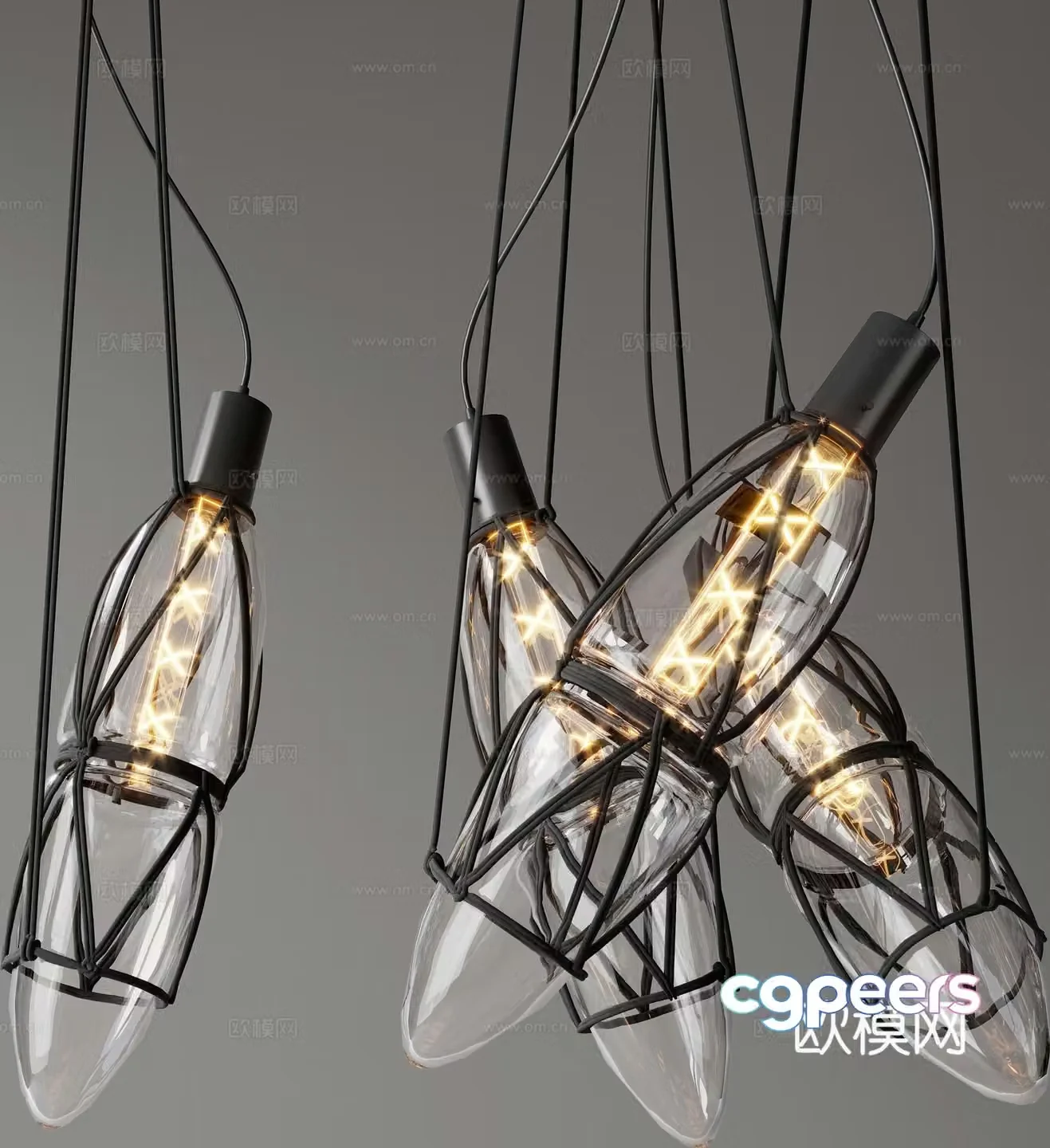 Modern glass chandelier 3d model