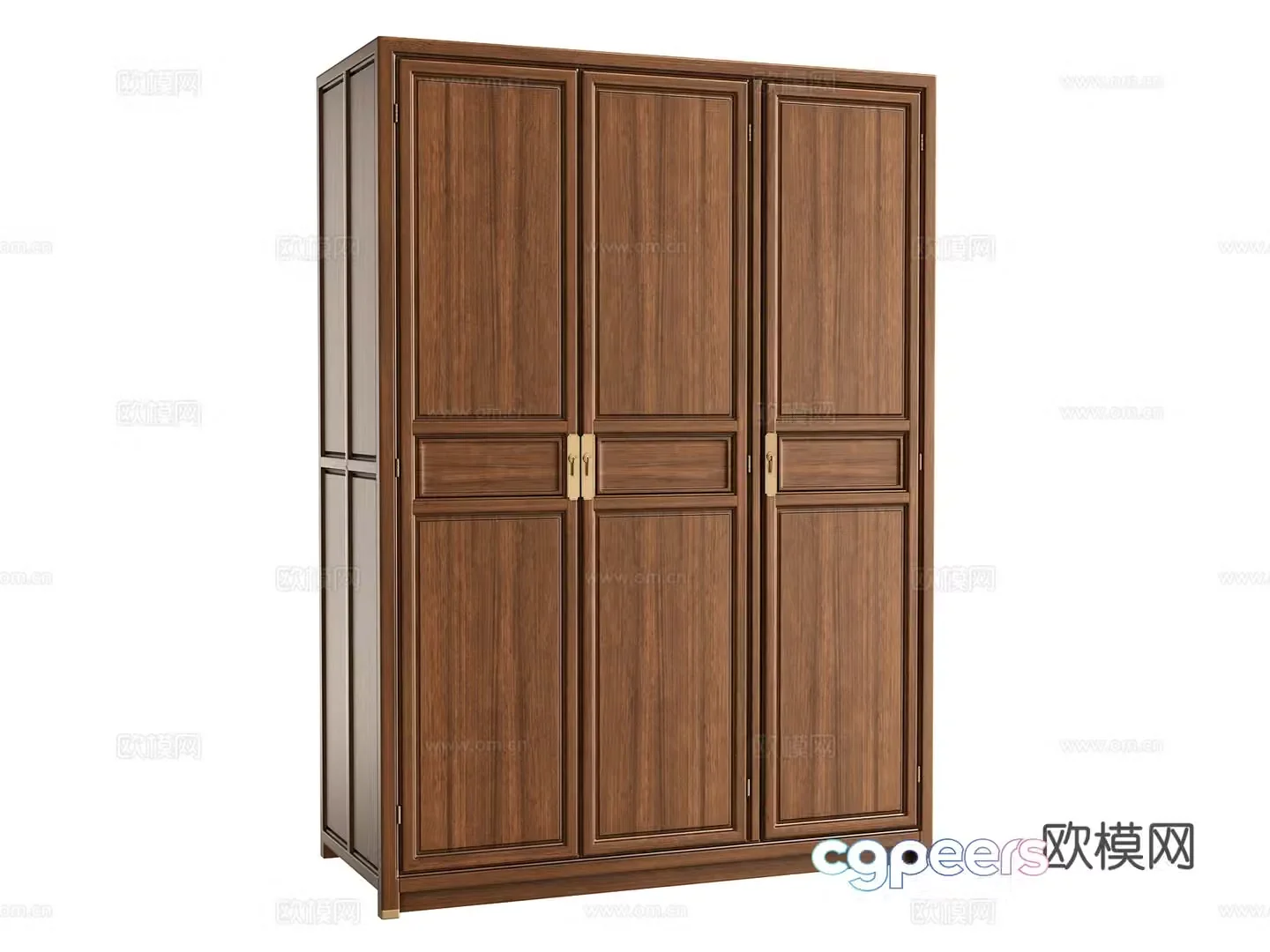 New Chinese style three-door wardrobe 3D model