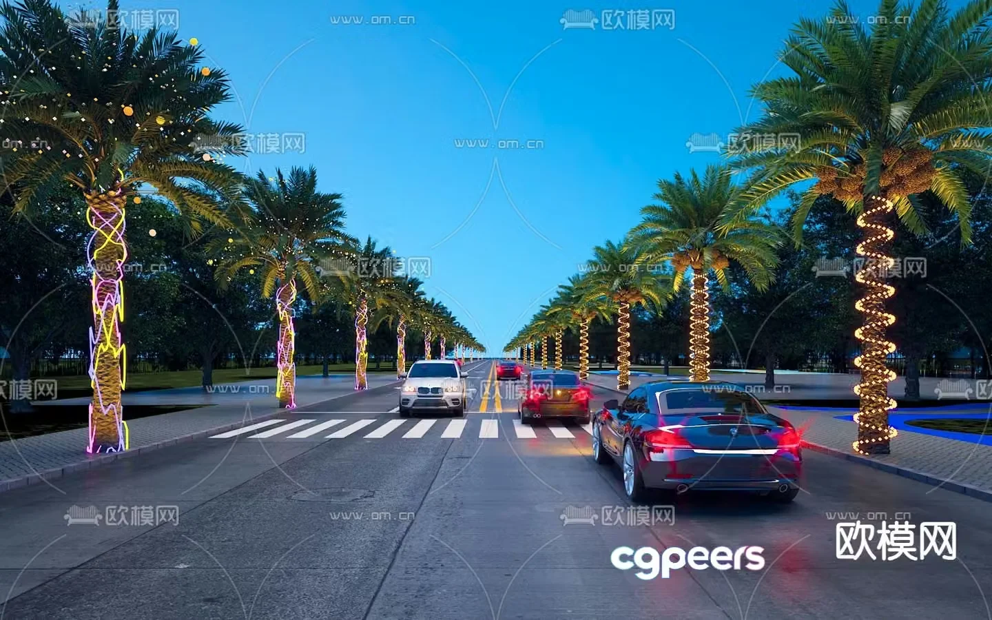 Road night scene Road night scene 3d model