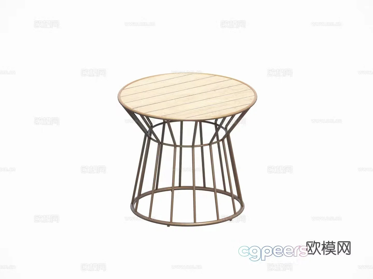 Modern French round metal wooden coffee table side table outdoor courtyard coffee table combination 3D model