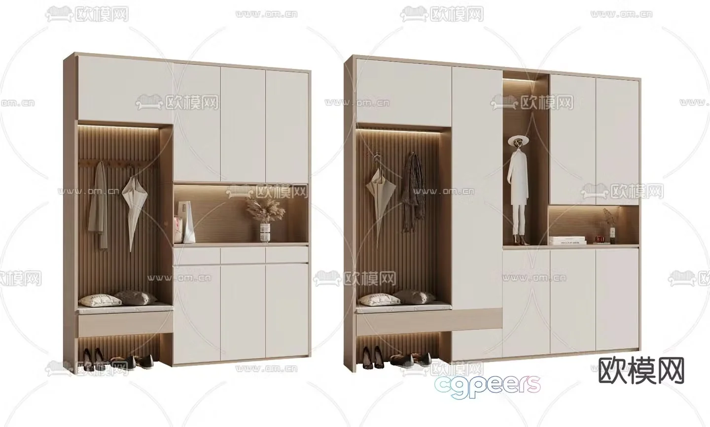 Entrance shoe cabinet shoe and hat cabinet 3d model