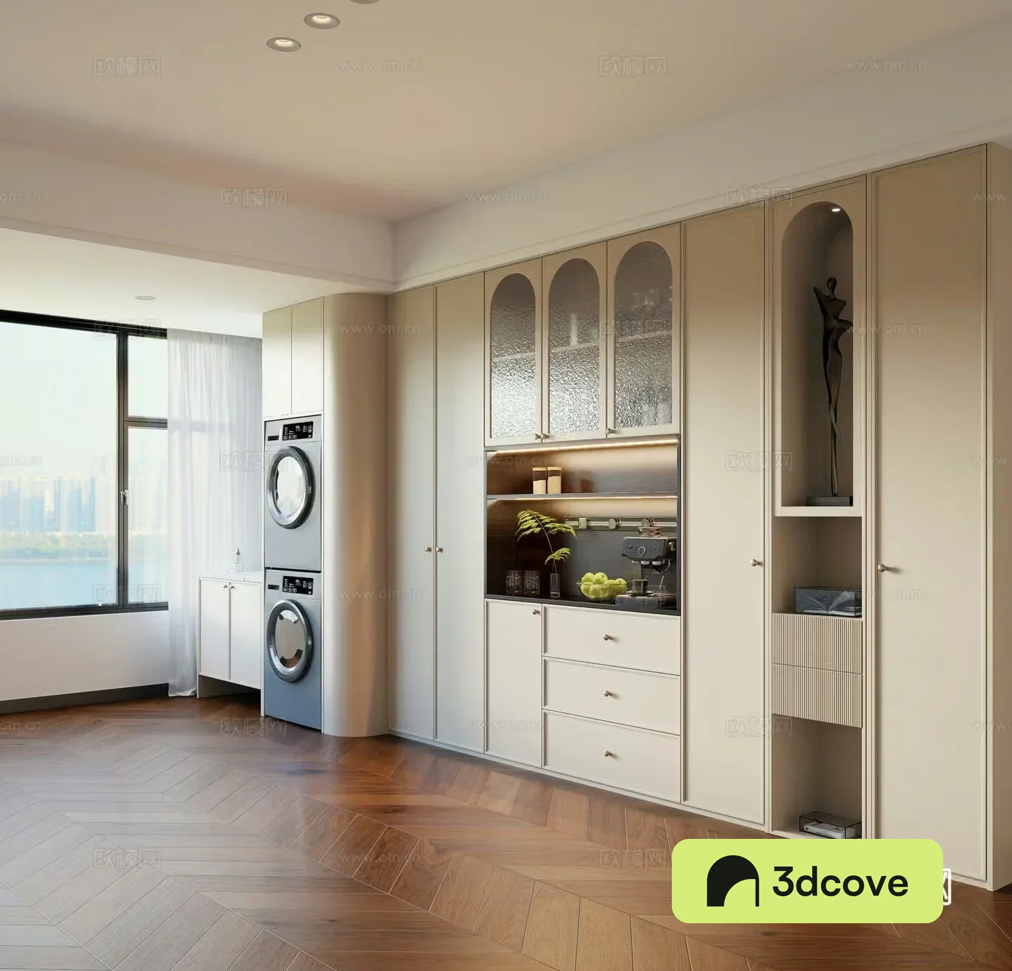 Creamy Wind Wine Cabinet Side Cabinet