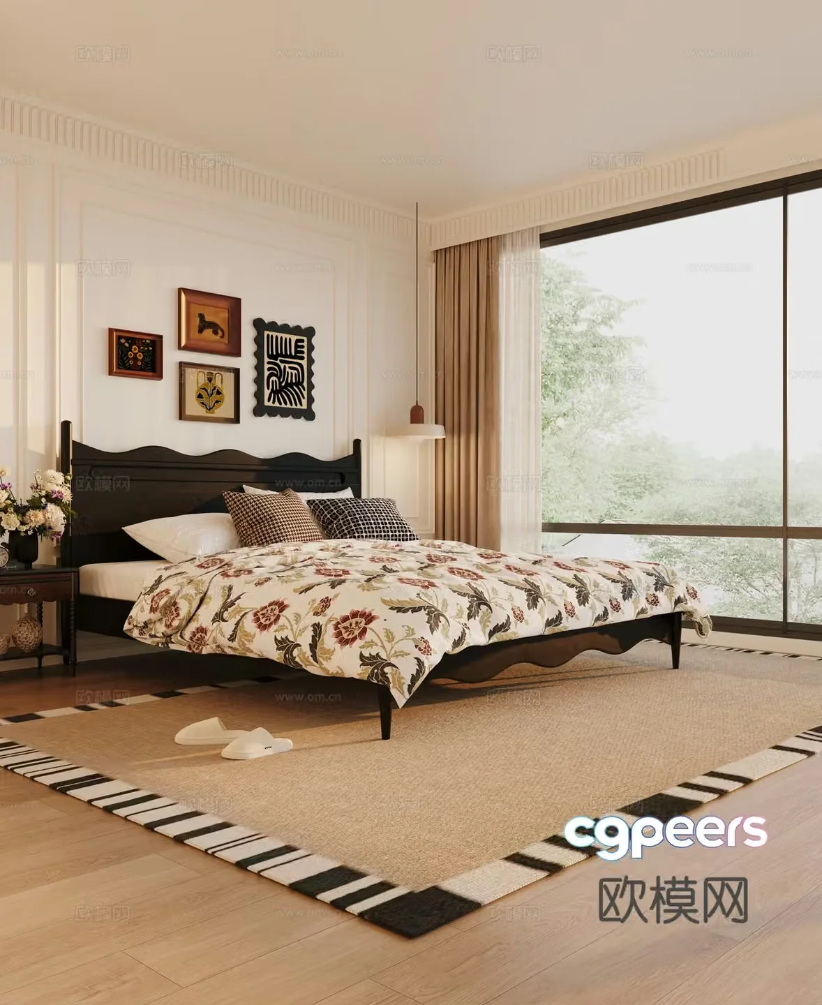 Modern French home bedroom 3d model