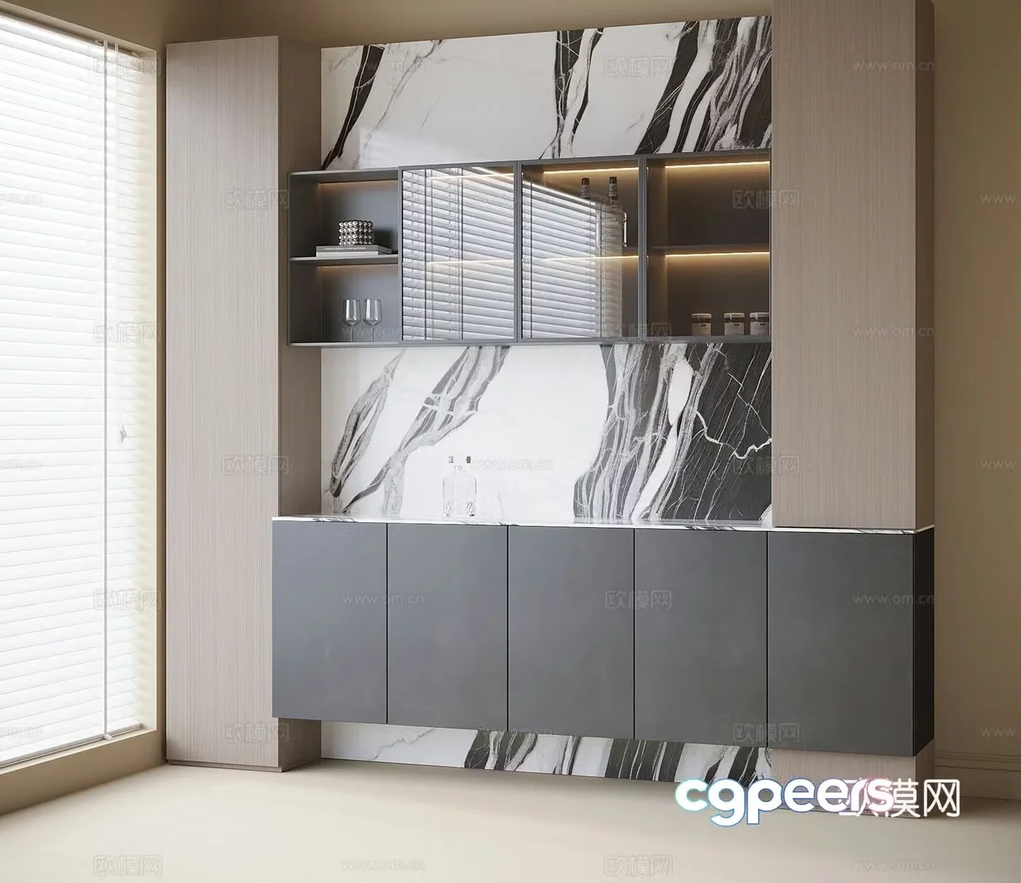 Modern sideboard wine cabinet 3d model