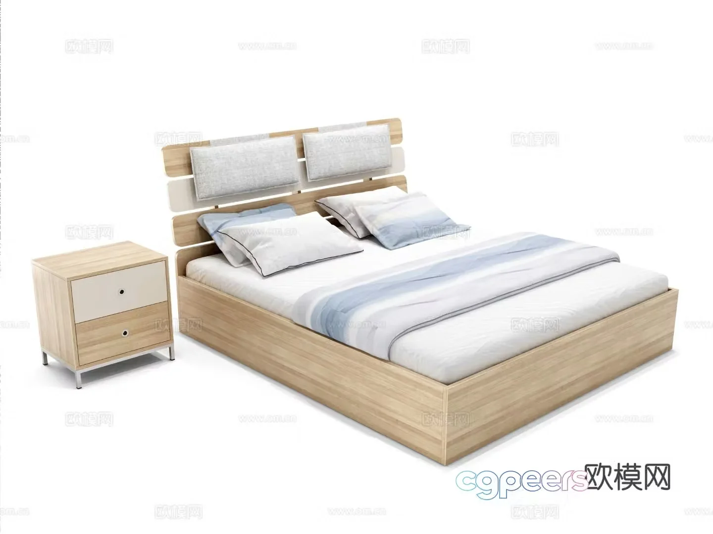 Modern double bed 3d model