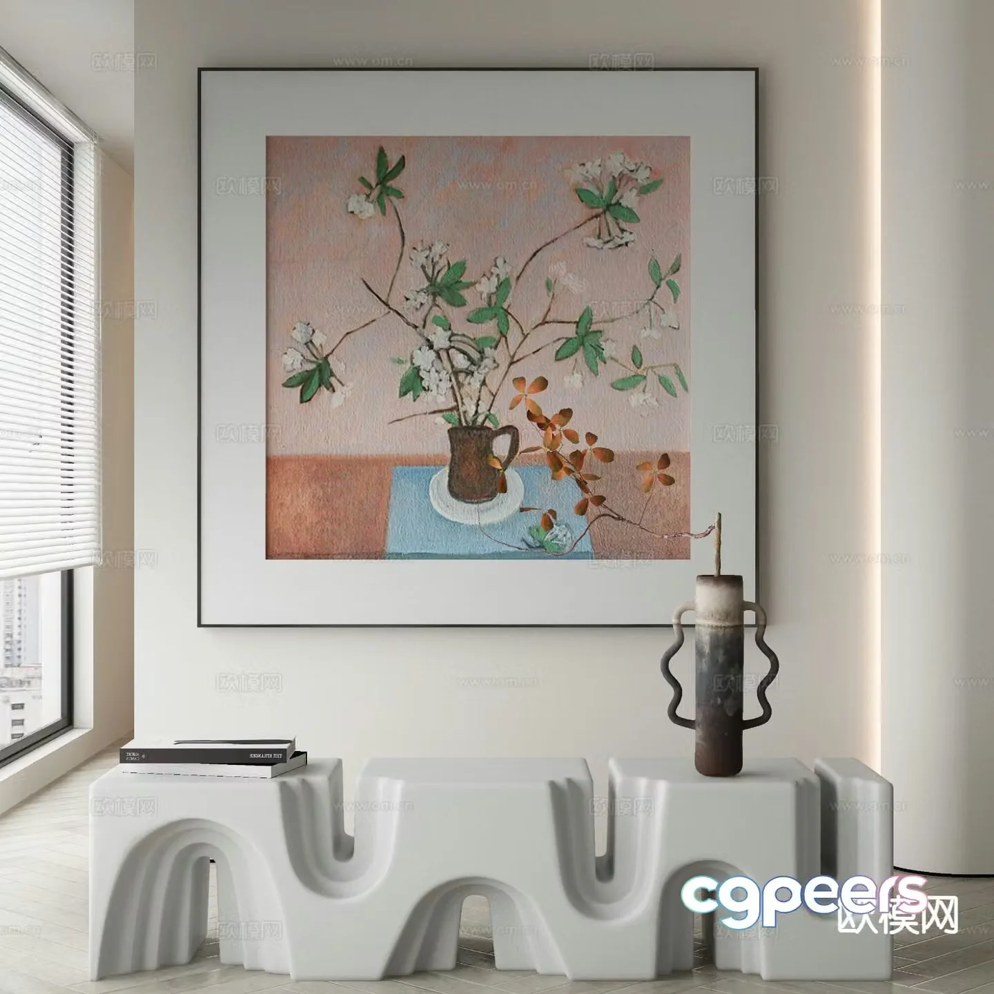 Modern texture painting decorative painting 3d model
