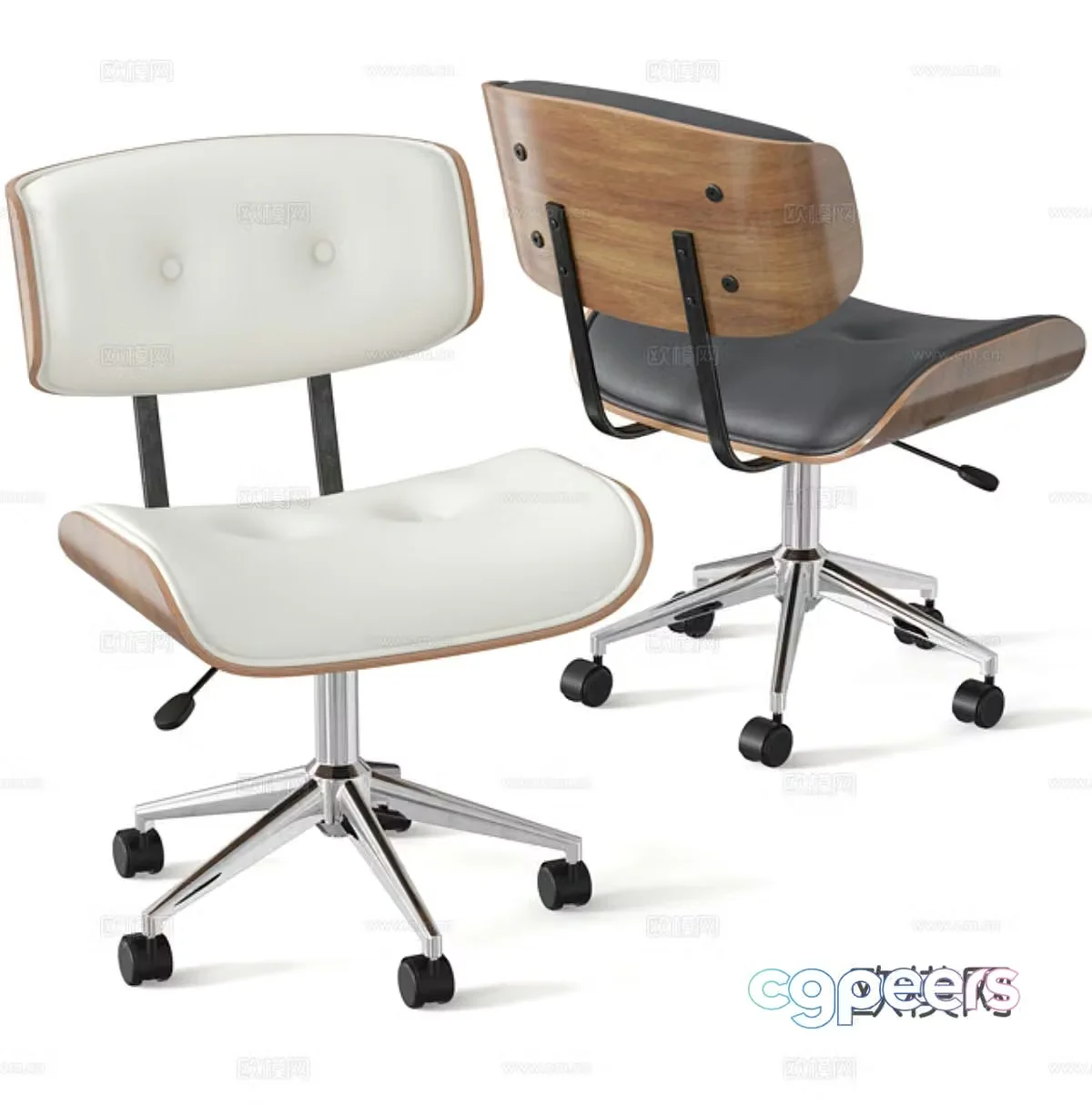 Fabric office chair leather office chair leather office chair leisure chair wheelchair rotating chair 3d model