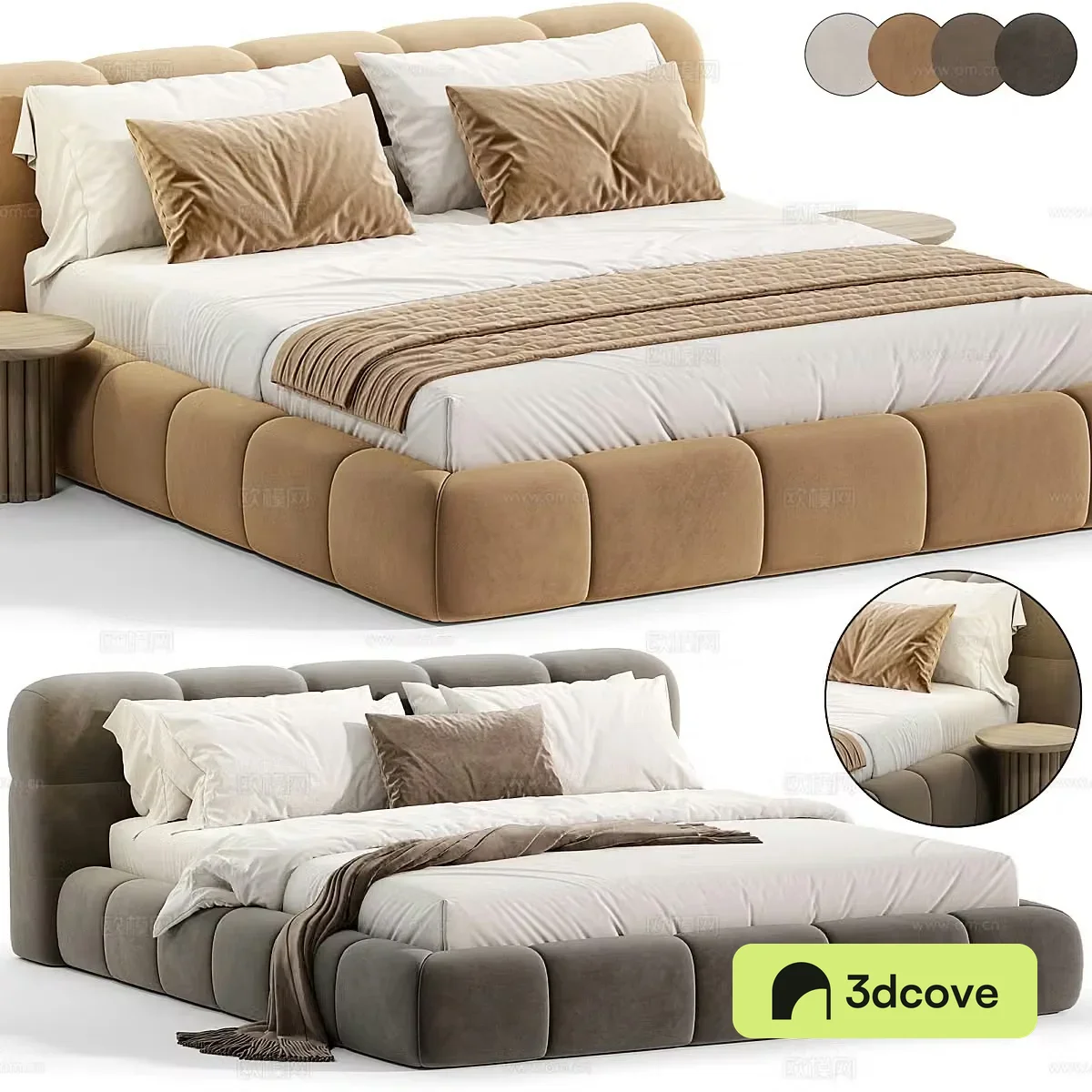 Modern double bed platform bed