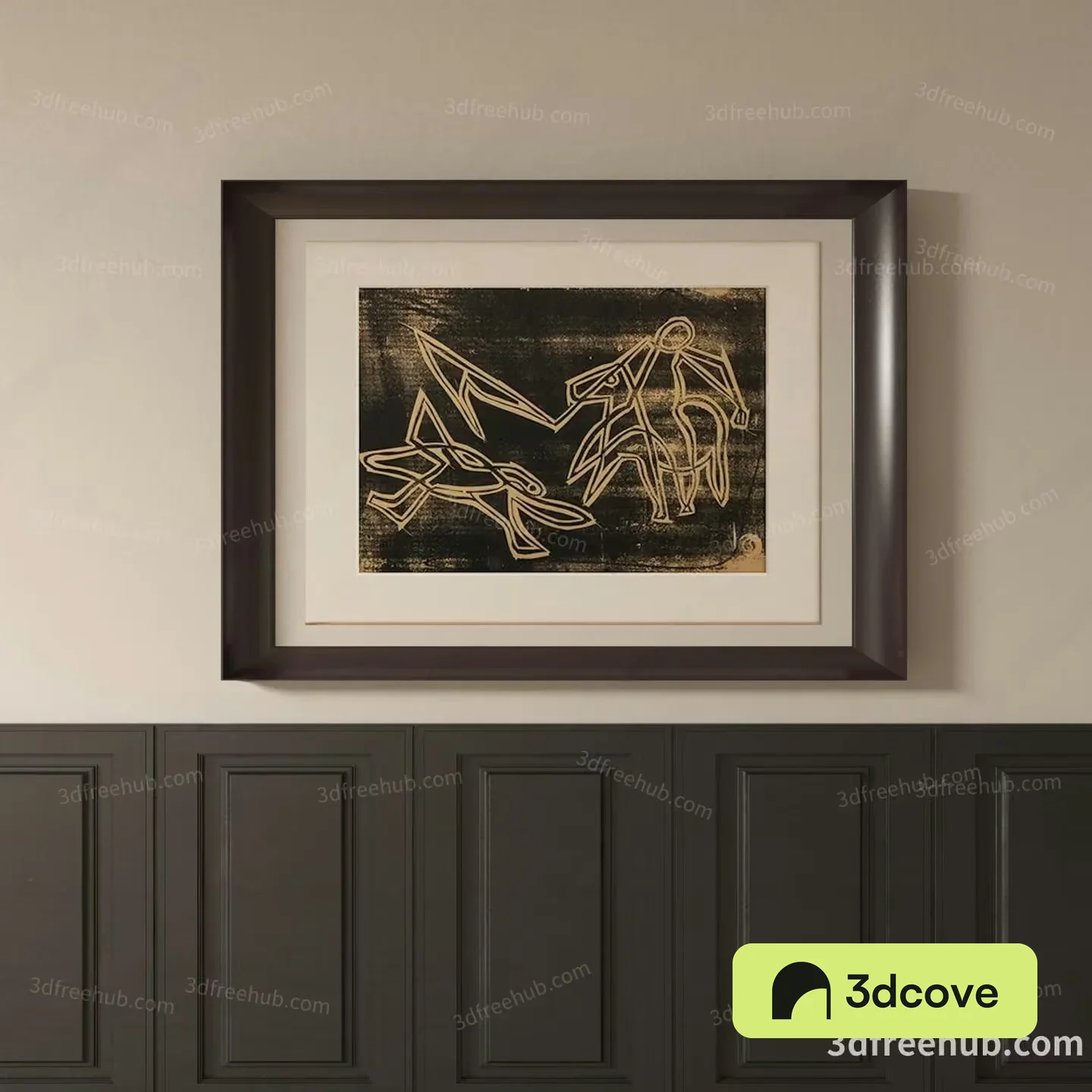 A Framed Artwork Hangs On A Wall