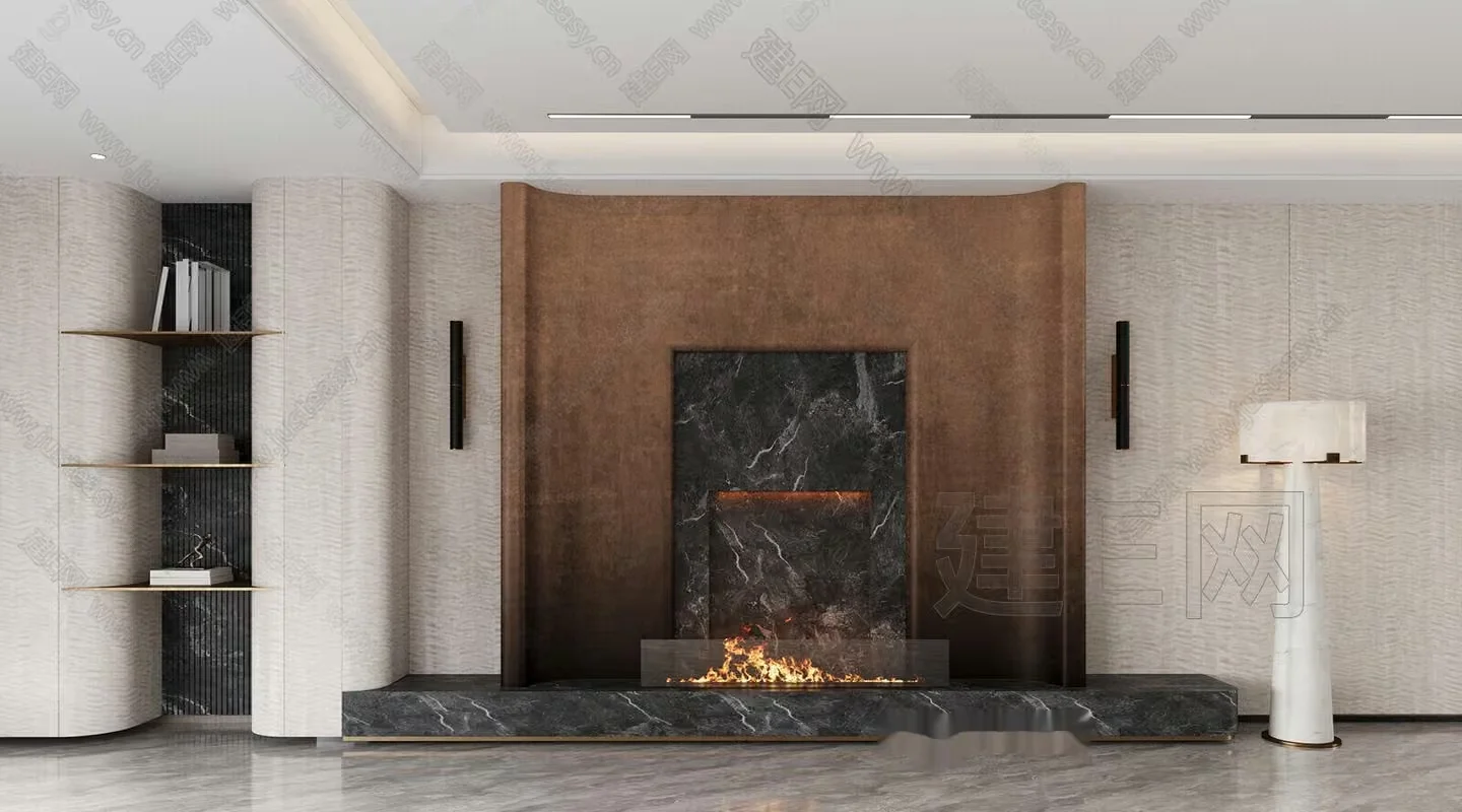 A Modern Fireplace 3D Model – 12306 – CORONA Render