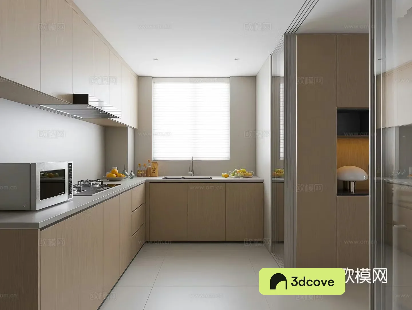 Modern kitchen Creamy kitchen Minimalist kitchen Log kitchen Refrigerator Range hood