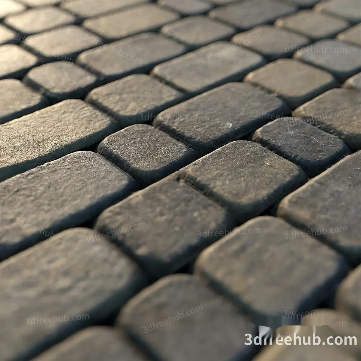 A Close-Up Of Gray Cobblestone Pavement 3D Model – 18646 – VRAY Render