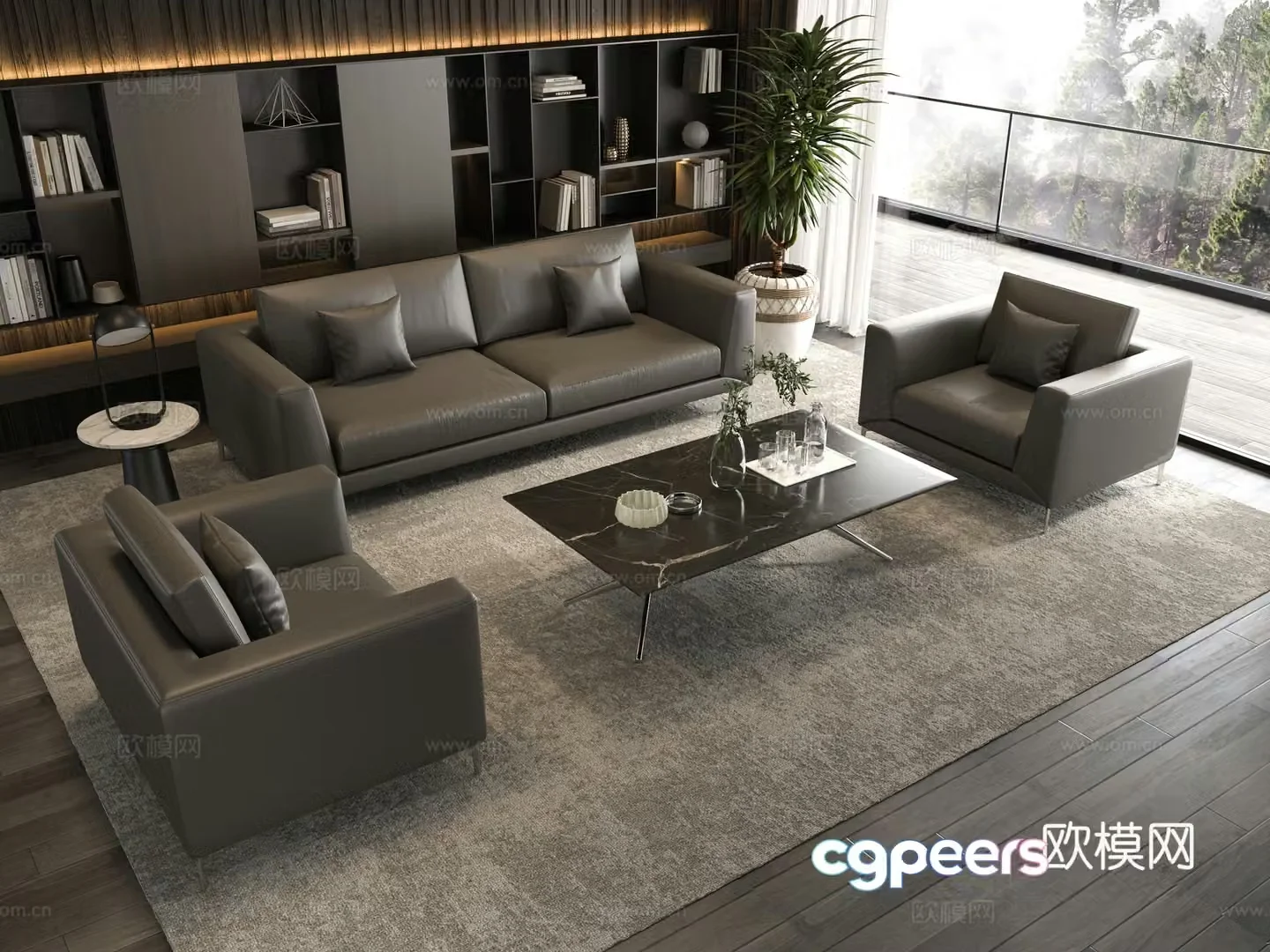 Modern office sofa coffee table combination 3D model