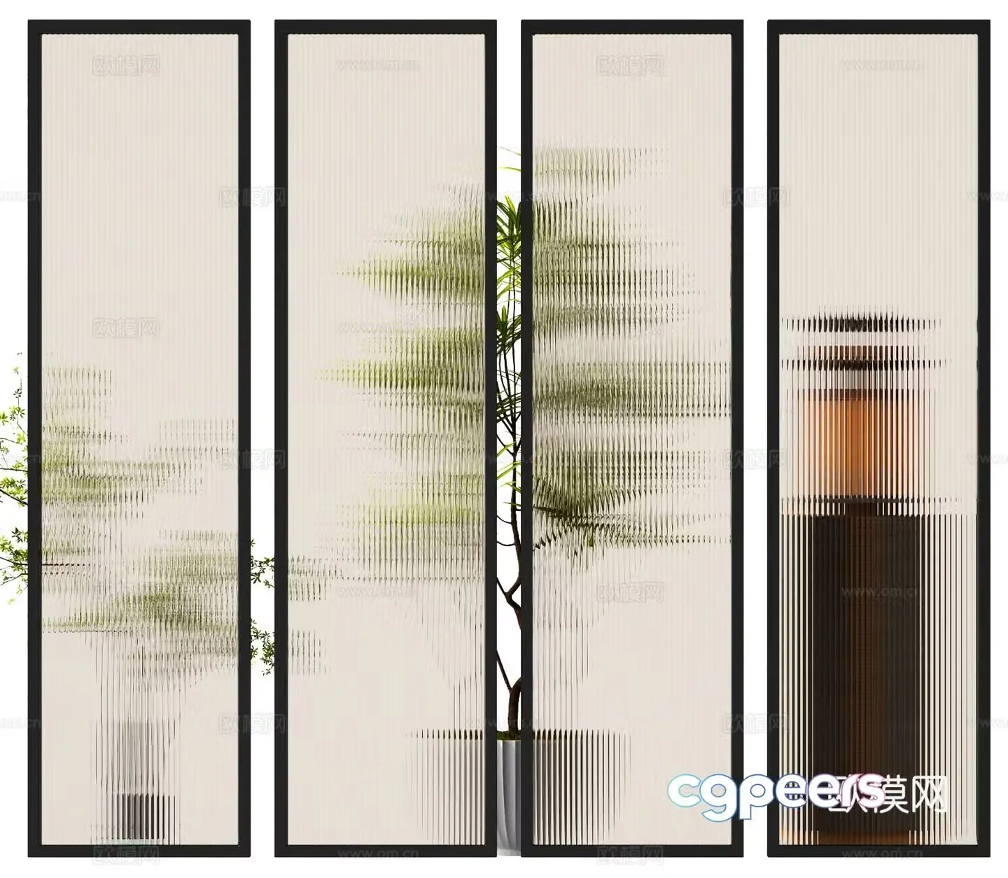 Modern glass partition 3d model