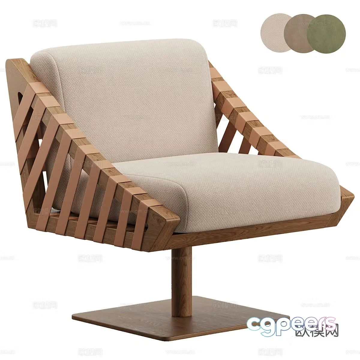 New Chinese style Poltrona Girona leisure chair 3d model