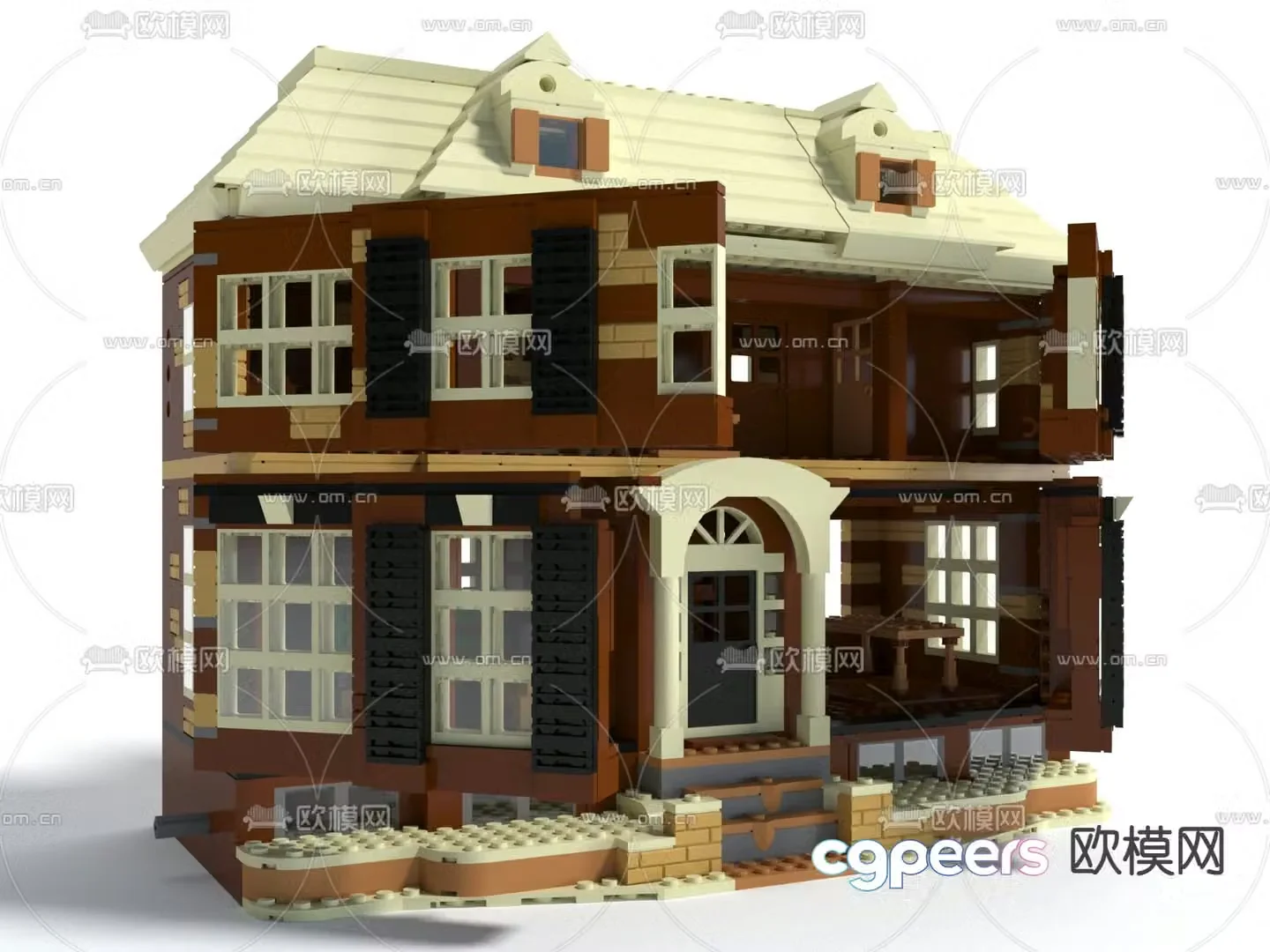 Building block villa toy 3d model