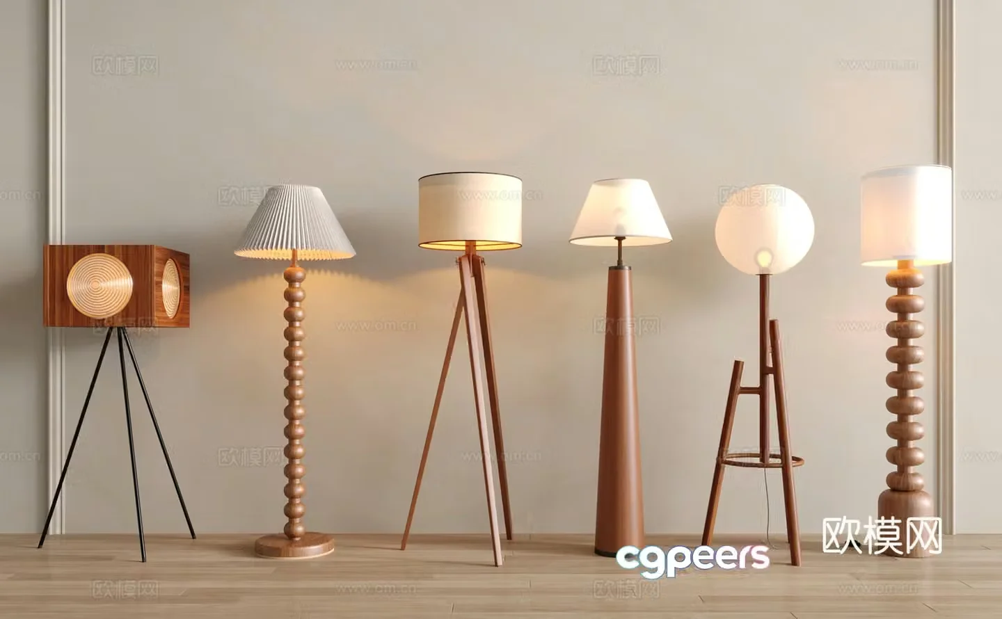 Middle-aged floor lamp Floor lamp combination 3D model