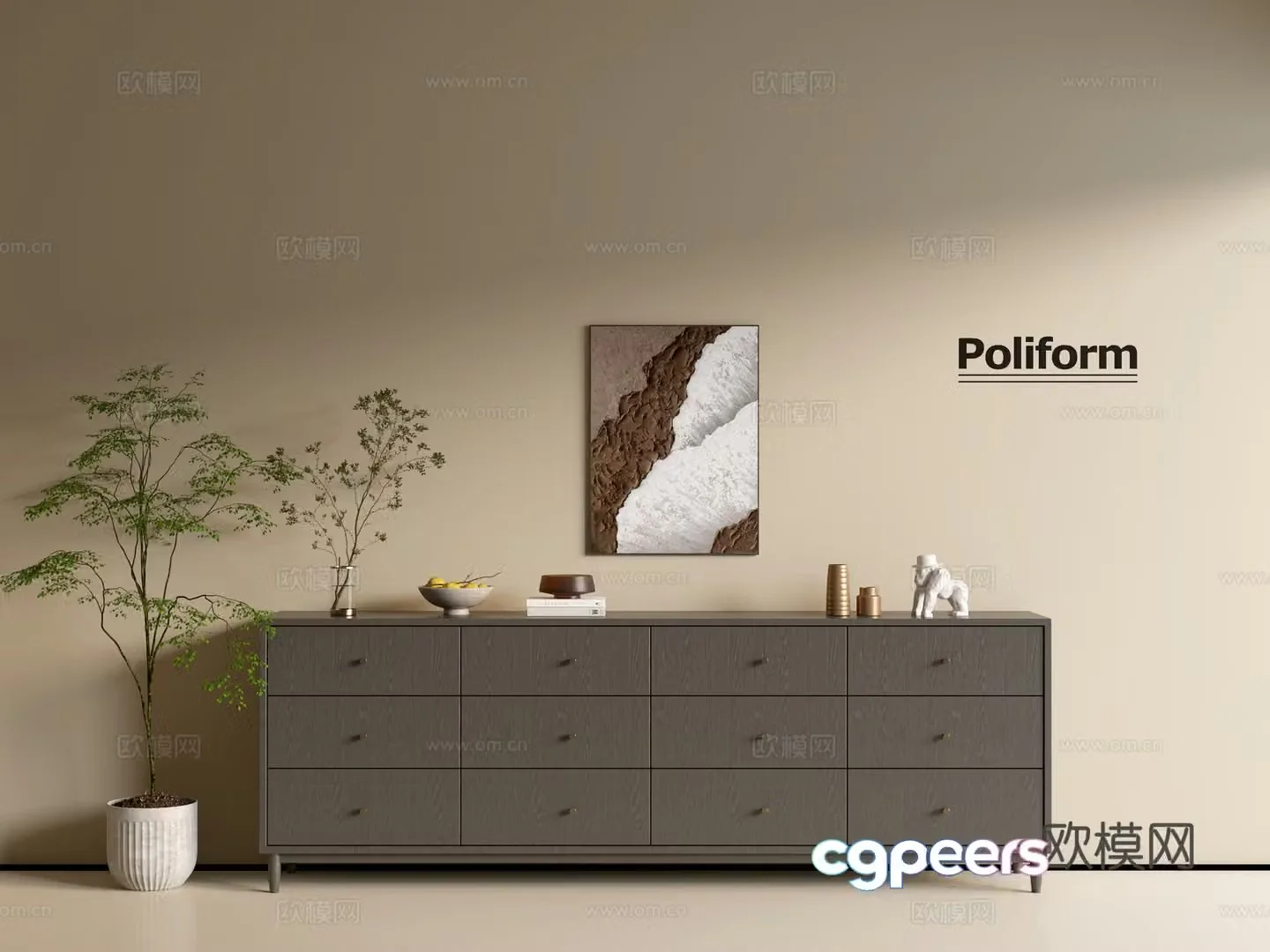 Modern wood grain cabinet ins wind minimalist wind cabinet whole cabinet sideboard balcony cabinet storage 3D model
