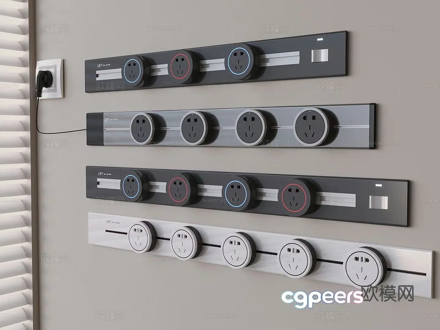 Movable track socket panel 3d model
