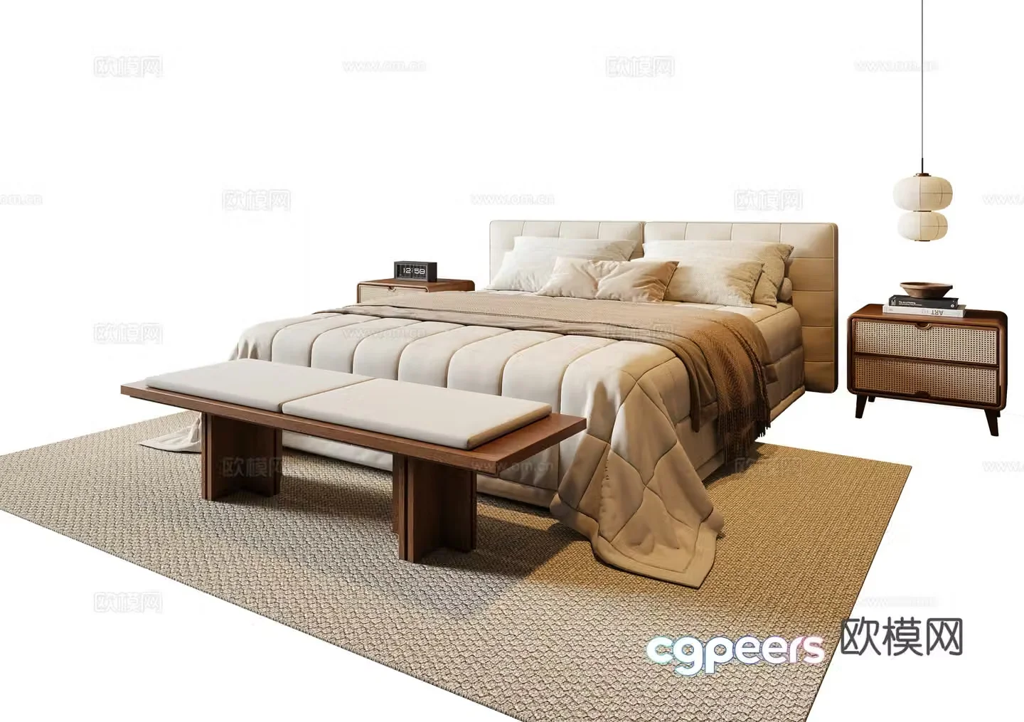 Middle-aged double bed 3D model