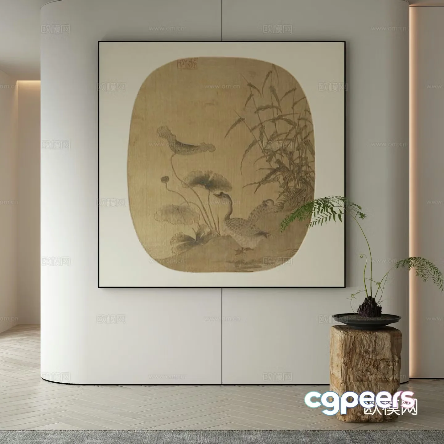 New Chinese style wasabi paintings oil paintings 3D model