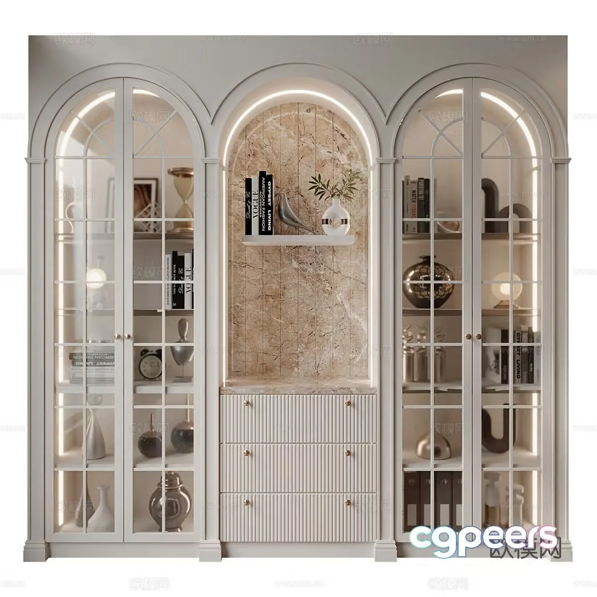 European light luxury bookcase 3D model