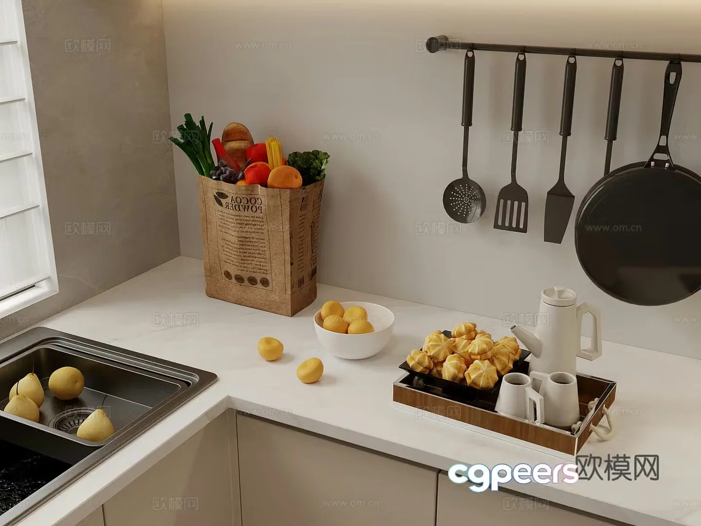 Modern kitchen supplies Fruit and vegetable bags Kitchen supplies Pallet 3d model