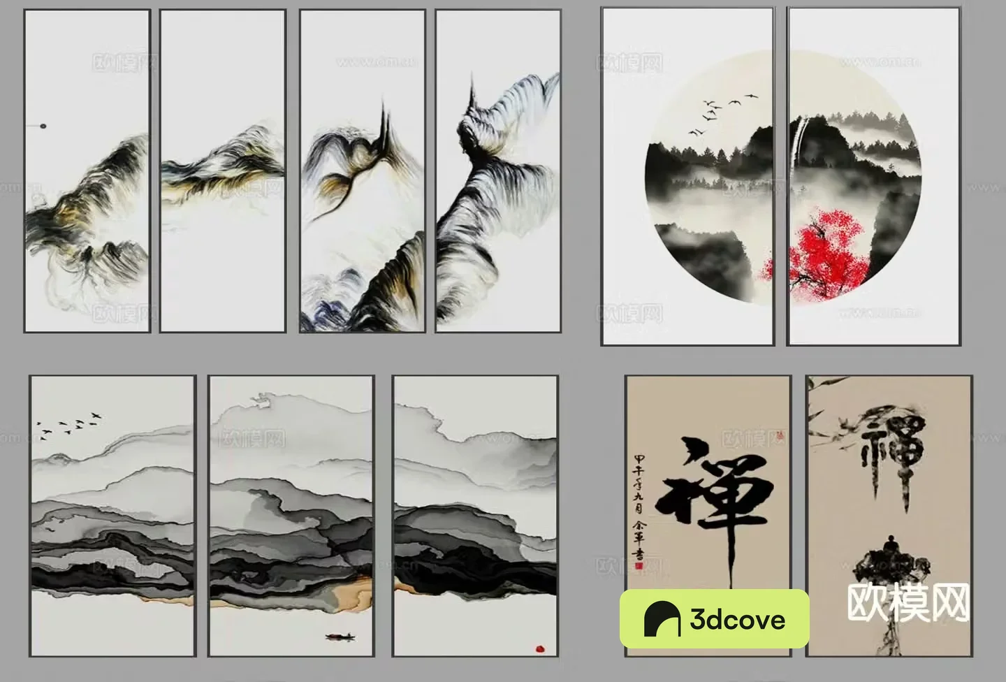 New Chinese style ink hanging painting Zen hanging painting