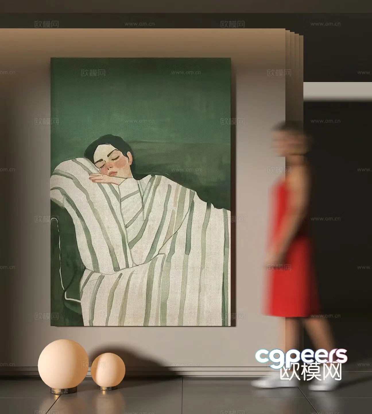 Modern art painting exhibition hall 3d model