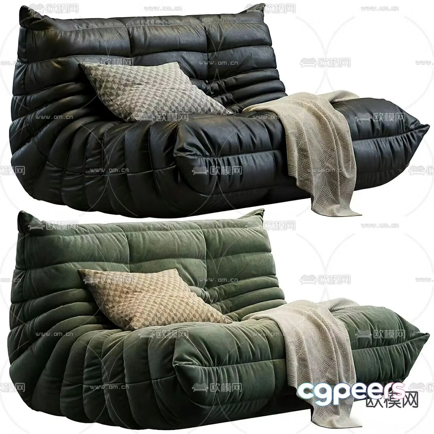 Exquisite double sofa 3d model