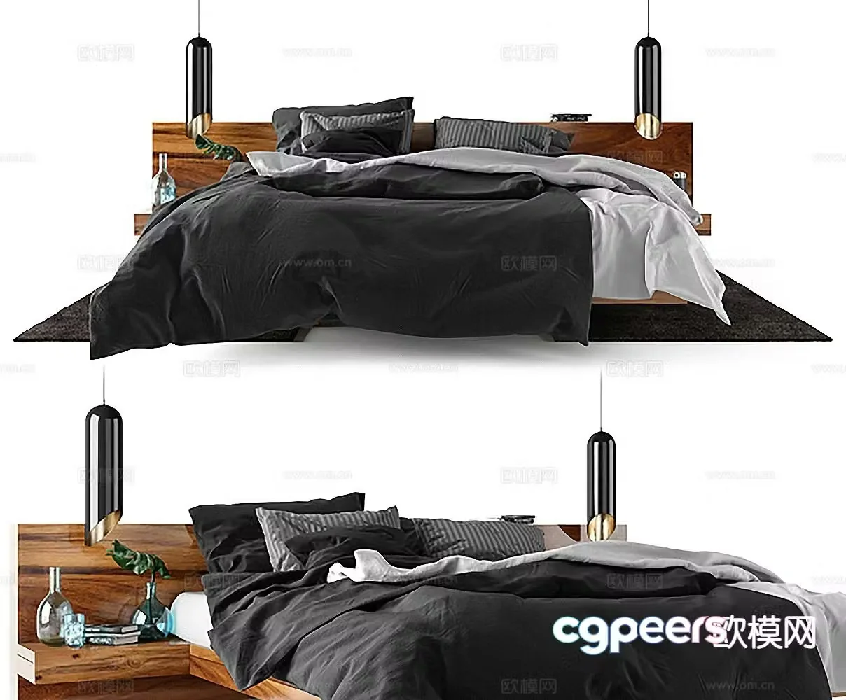 Modern double bed 3d model