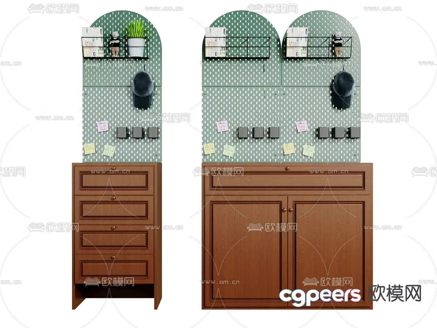 Middle-aged style porch cabinet shoe cabinet 3d model
