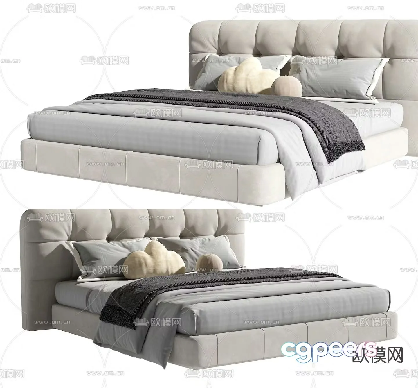 Modern double bed 3d model