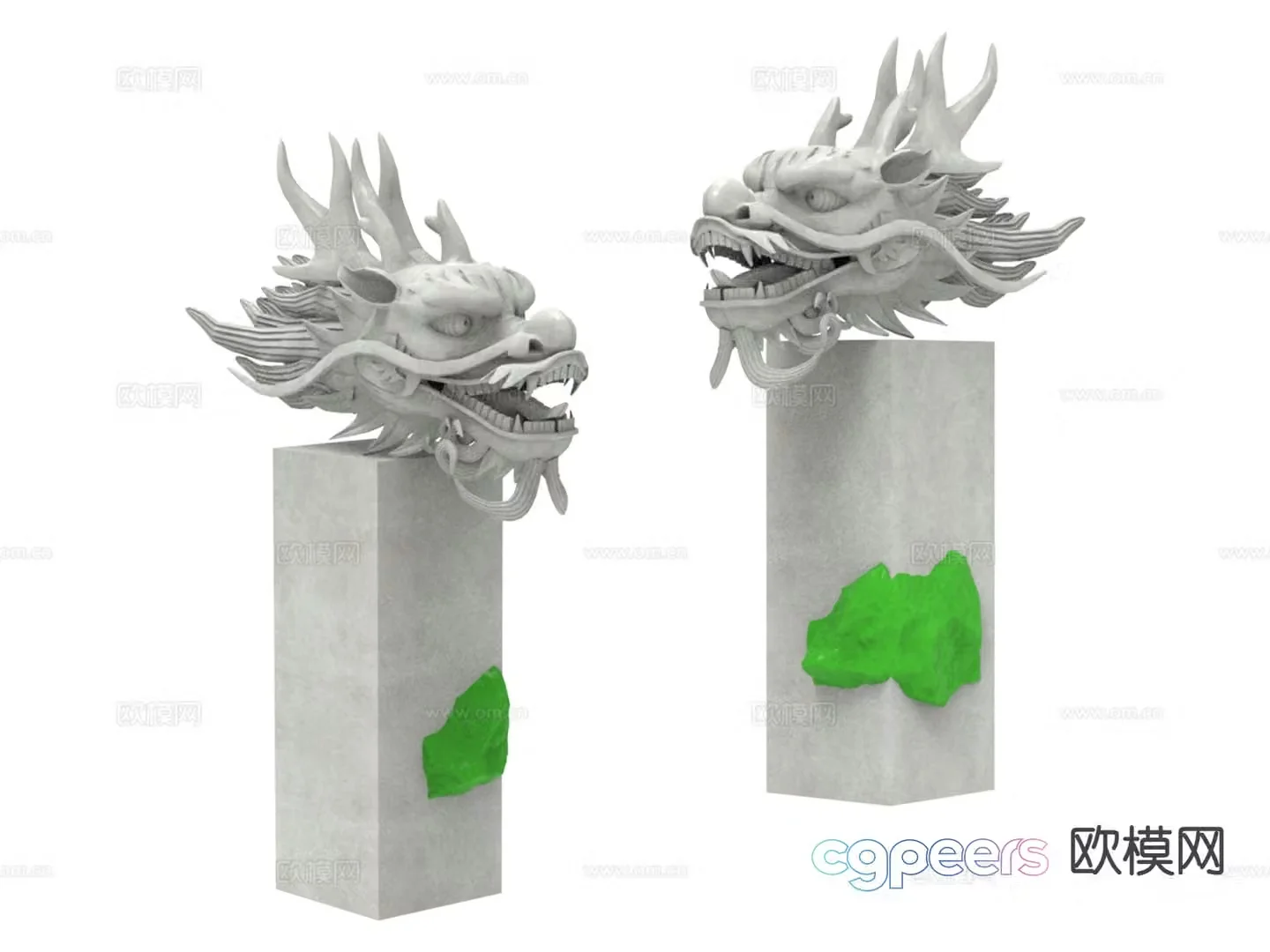 Dragon head sculpture Shenlong ornaments 3D model