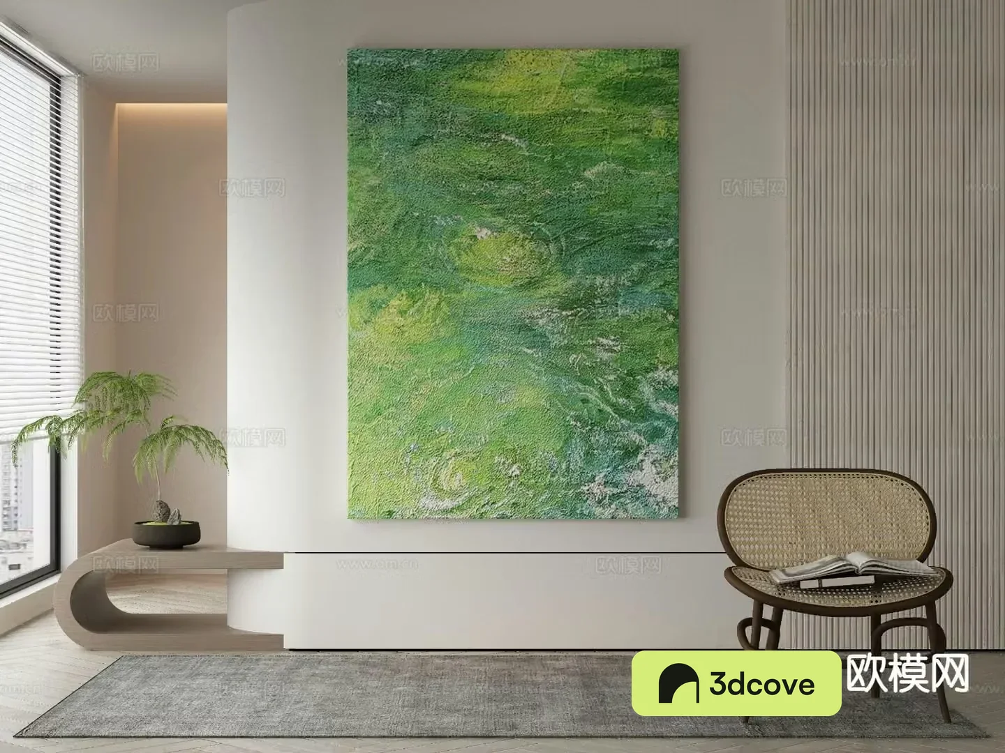 Modern decorative painting green oil painting