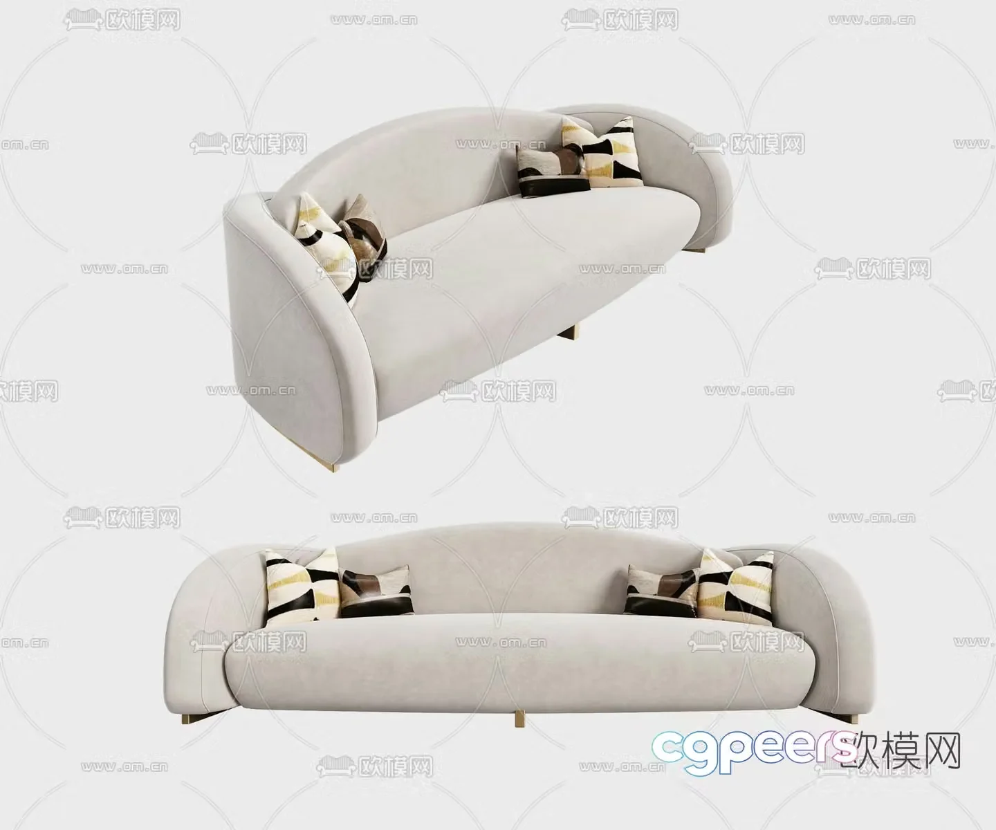 Cassina modern beige multi-seat sofa 3d model
