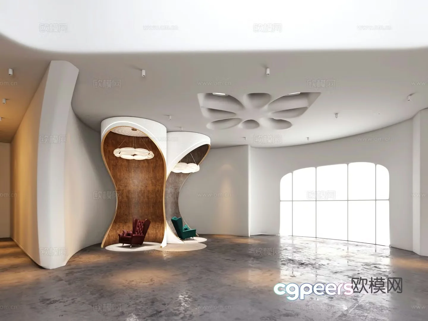 Postmodern Sand Development Hall Exhibition Area 3D Model
