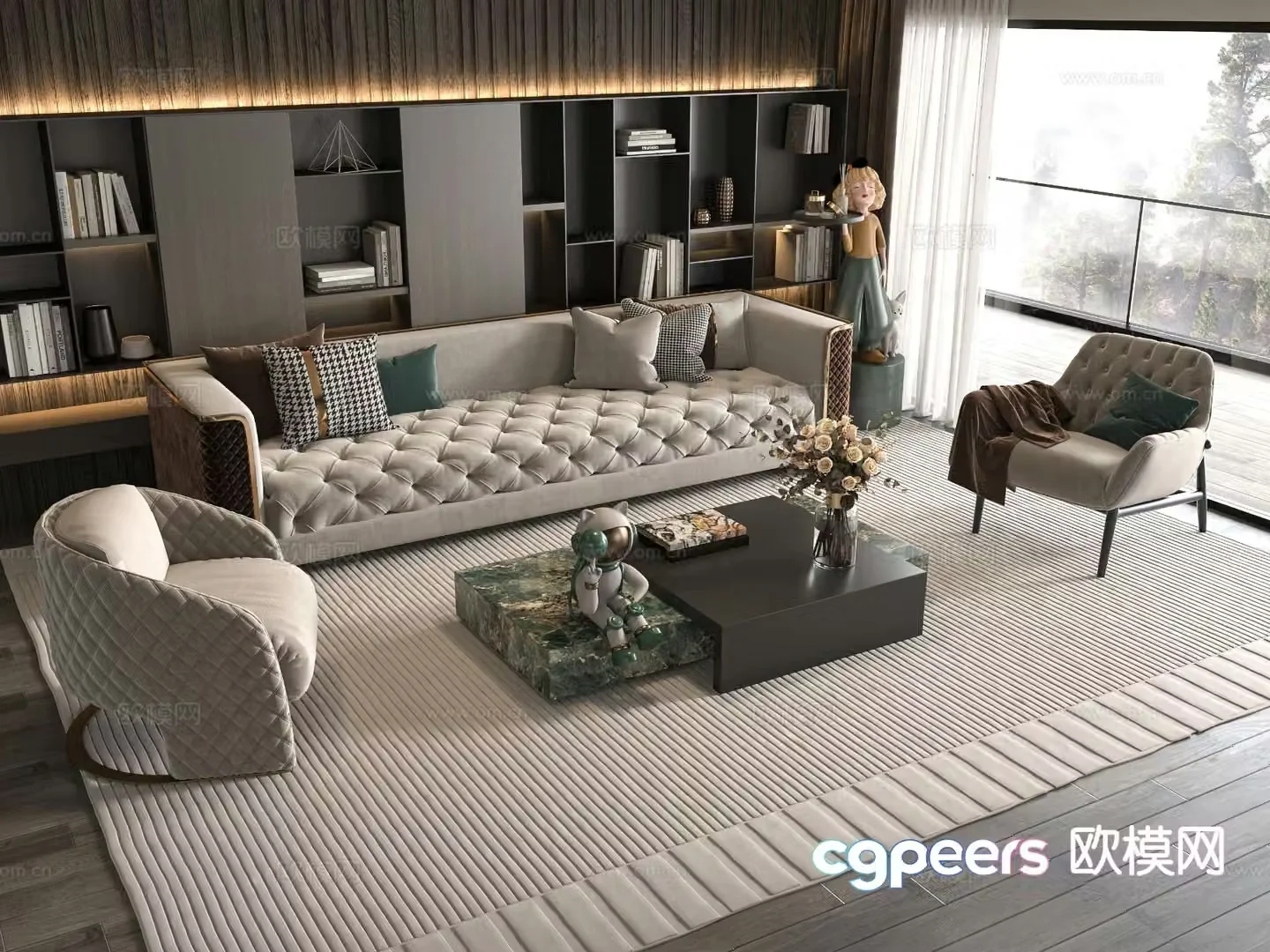 Simple European modular sofa 3D model
